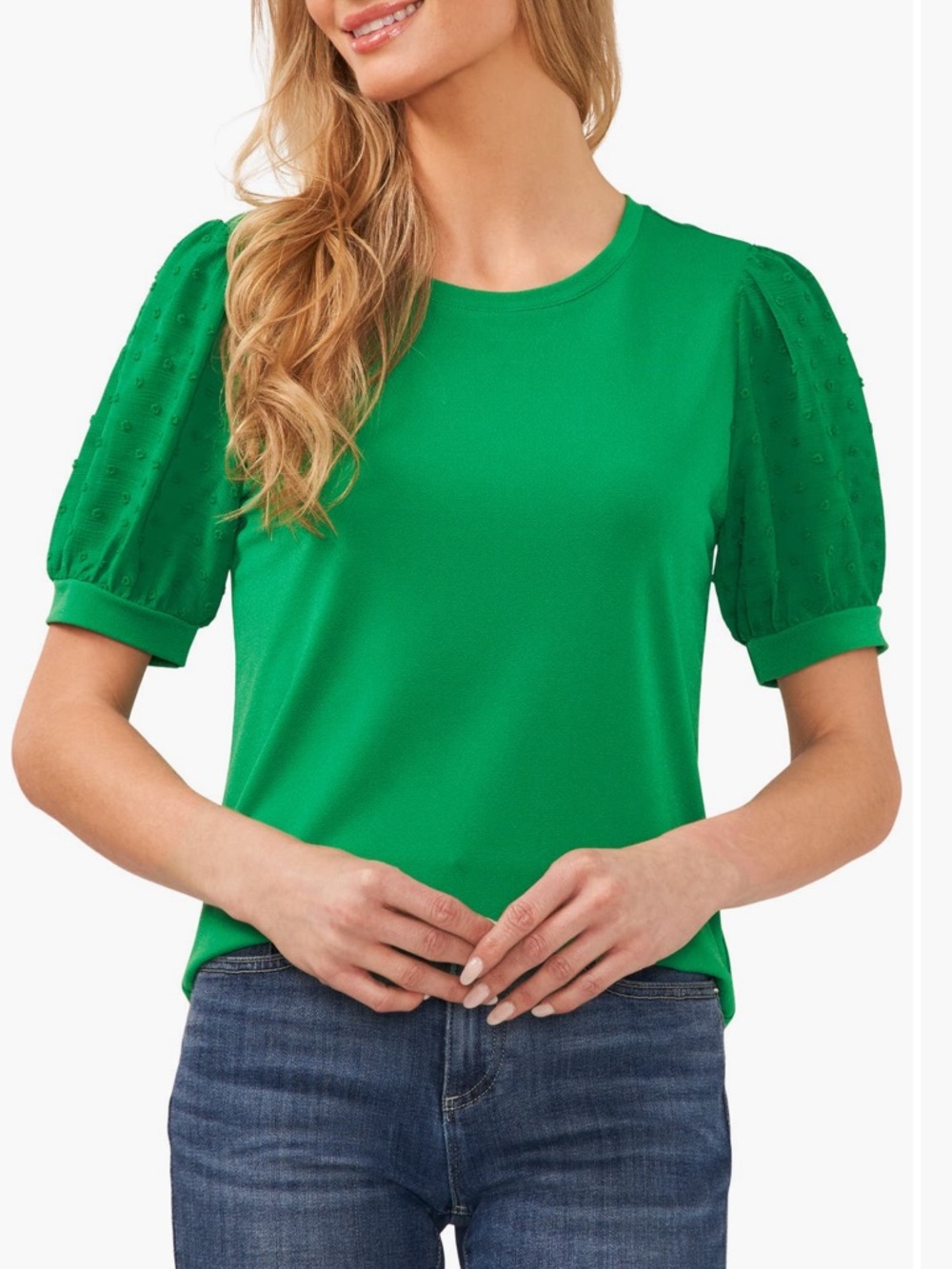CeCe Vibrant Green Short Sleeve Top